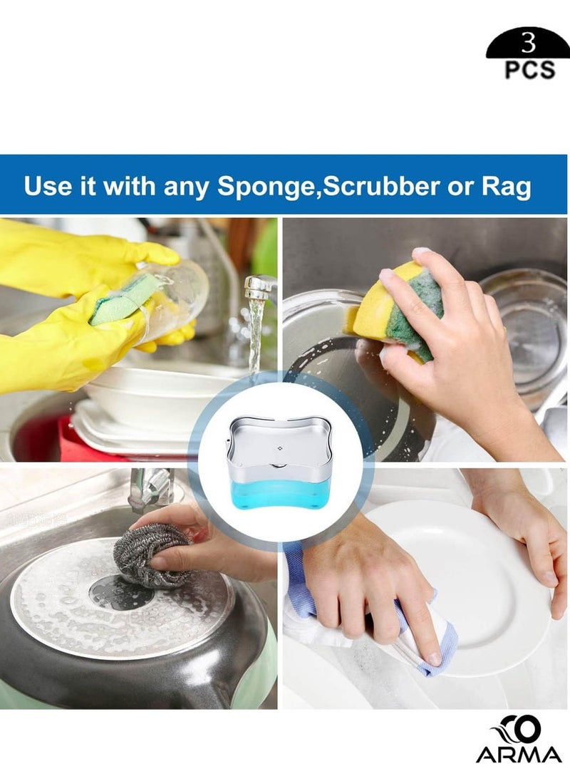 2-in-1 soap dispenser set with 3-piece sponge