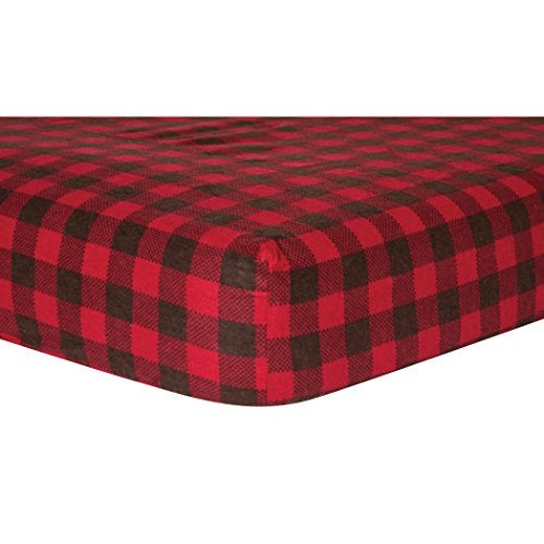 Trend Lab Crib Sheet, Brown and Red Buffalo Check - Image 2