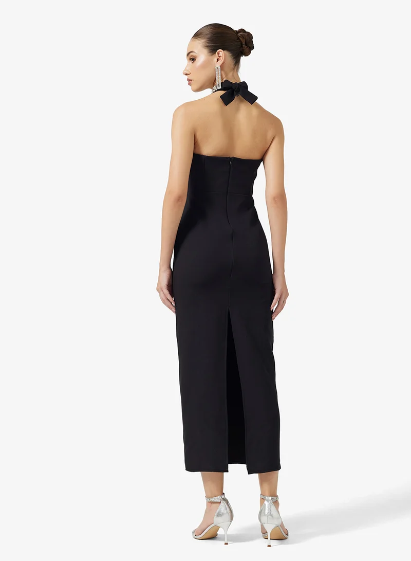 Ella Limited Edition Halter Neck Dress With Embellished Neck