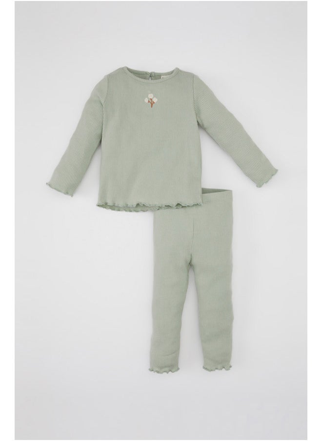 DeFacto Babygirl Regular Fit Bike Neck Long Sleeve Knitted Set - 2 Pack  - Image 3