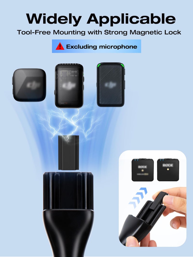SUNMON Wireless Mic Magnetic Holder for DJI Mic Mini, Portable Handheld Microphone Interview Stand with Pop Filter, Compatible with DJI Mic1/2, Rode Wireless Micro/GO 2/ME/Pro - Image 3