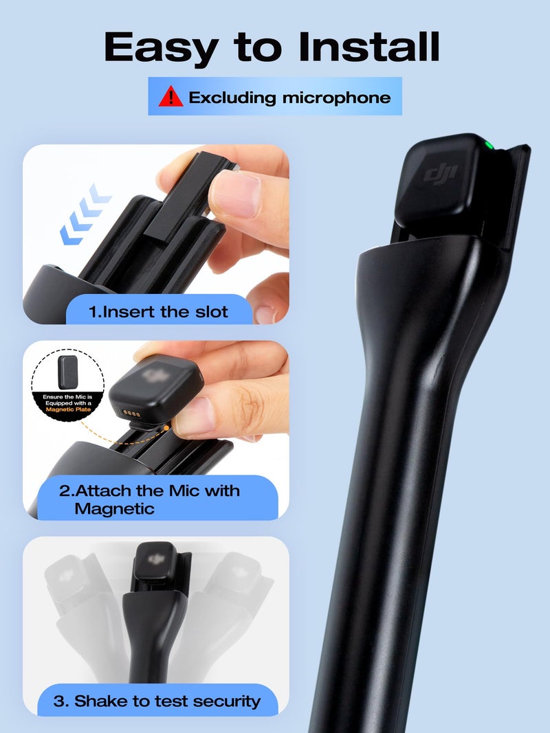 SUNMON Wireless Mic Magnetic Holder for DJI Mic Mini, Portable Handheld Microphone Interview Stand with Pop Filter, Compatible with DJI Mic1/2, Rode Wireless Micro/GO 2/ME/Pro - Image 4
