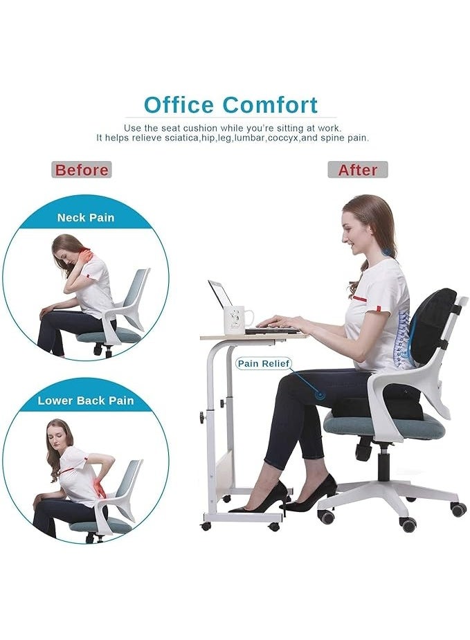 Lumbar Support Seat Cushion, Memory Foam Orthopedic Pad for Office Chair, Car Seat, Truck or Outdoor Use, Sciatica and Back Pain Relief - Image 5
