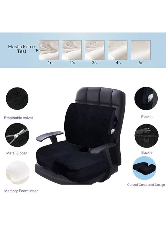 Lumbar Support Seat Cushion, Memory Foam Orthopedic Pad for Office Chair, Car Seat, Truck or Outdoor Use, Sciatica and Back Pain Relief - Image 2