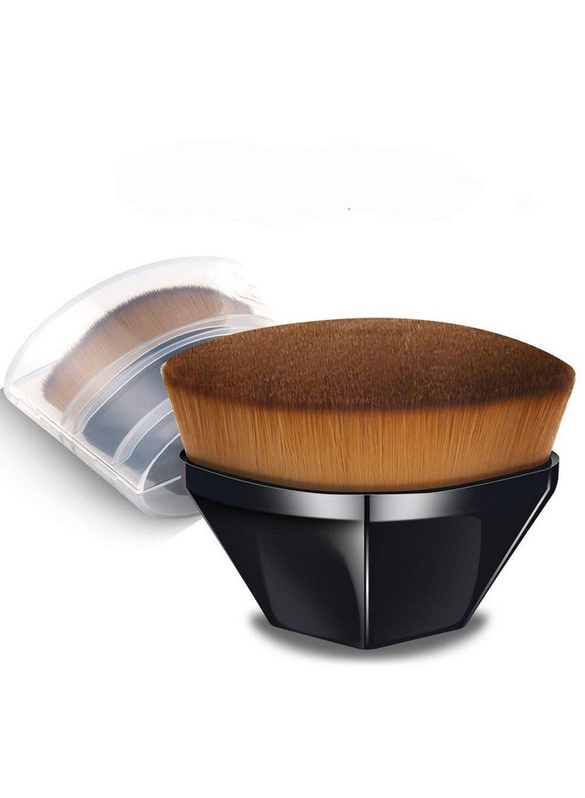 JICOOT Foundation Makeup Brush Flat Top Kabuki Hexagon Face Blush Liquid Powder Foundation Brush for Blending Liquid, Cream or Flawless Powder Cosmetics with Bonus Protective Case (Black) - Image 1