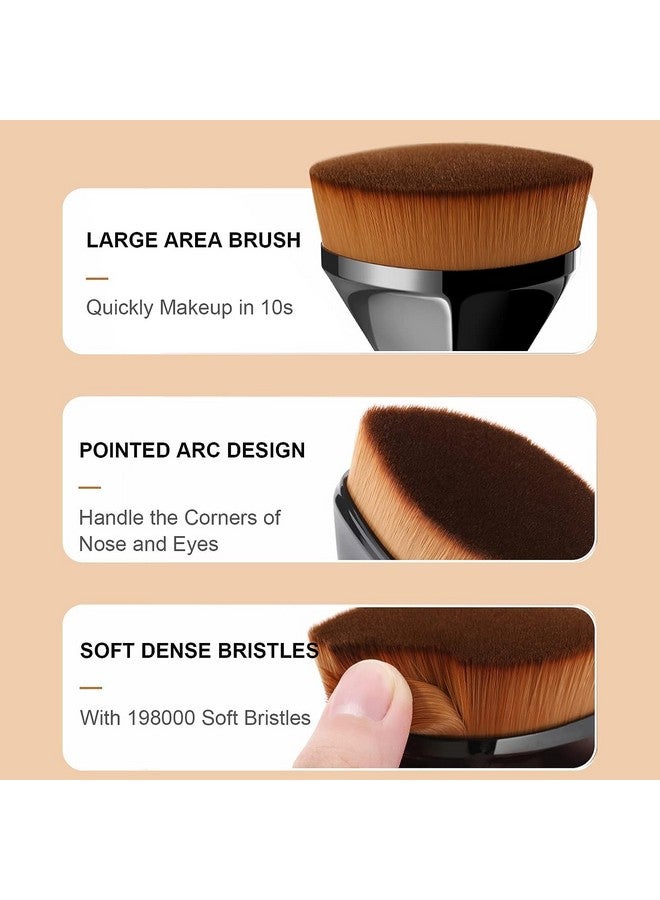 JICOOT Foundation Makeup Brush Flat Top Kabuki Hexagon Face Blush Liquid Powder Foundation Brush for Blending Liquid, Cream or Flawless Powder Cosmetics with Bonus Protective Case (Black) - Image 5