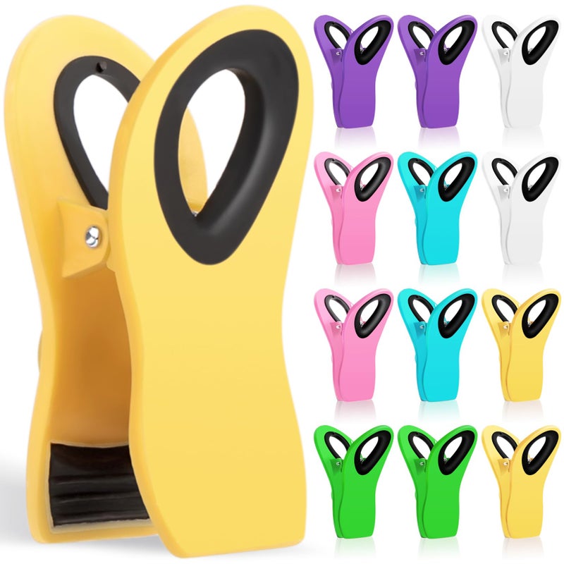 Jetmore 12 Pack Chip Clips Bag Clips, Binder Clips, Office Paper Clamps, Magnetic Food Clip for Bread Bag, Refrigerator, Snack, Kitchen, Office, Packages, Colorful Plastic Clip Heavy Duty - Image 1