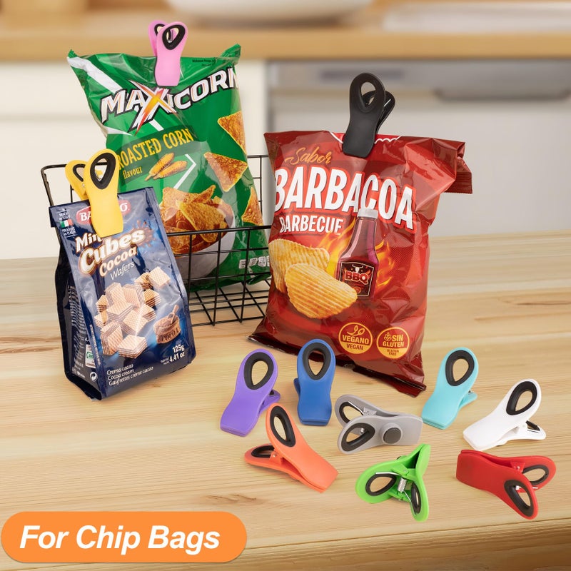 Jetmore 12 Pack Chip Clips Bag Clips, Binder Clips, Office Paper Clamps, Magnetic Food Clip for Bread Bag, Refrigerator, Snack, Kitchen, Office, Packages, Colorful Plastic Clip Heavy Duty - Image 2