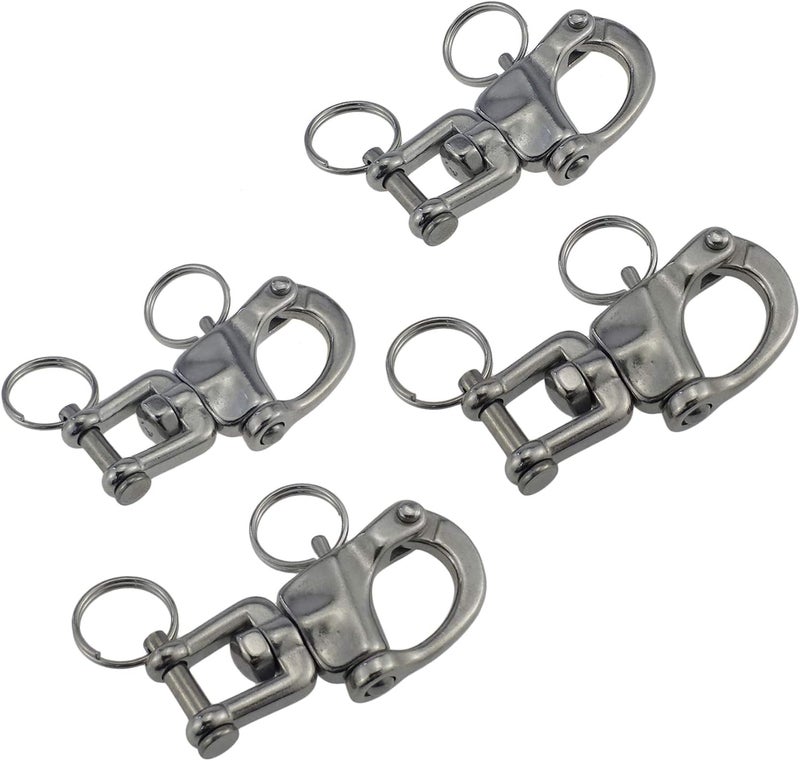 keehui Pair of 2-3/4inch Jaw Swivel Snap Shackle 316 Stainless Steel for Sailboat Spinnaker Halyard - Image 1