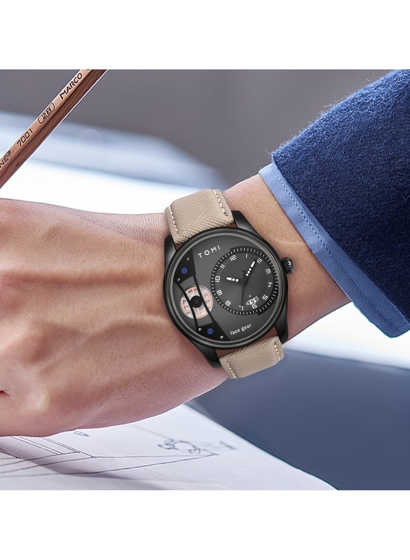 تومي ساعة يد أنيقة للرجال مزودة بآلية دوارة وساعة كاسحة للثواني وحزام قابل للاستبدال، هدية في صندوق للعطلات والحياة اليومية - Image 5