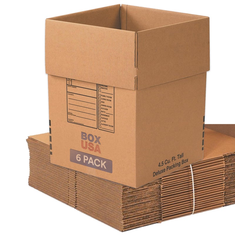 BOX USA Moving Boxes Large Heavy Duty 18x18x24 (6-Pack) Corrugated Cardboard Box for Shipping, Mailing, Packing, Packaging and Storage 18"L x 18"W x 24"H - Image 1