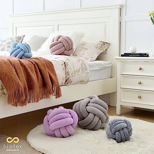 Sioloc Soft Knot Ball Pillows,Round Throw Pillow Cushion Home Decoration Plush Pillow,Throw Knotted Pillow Handmade Round Pillow（13.7inches,Rose red） - Image 4