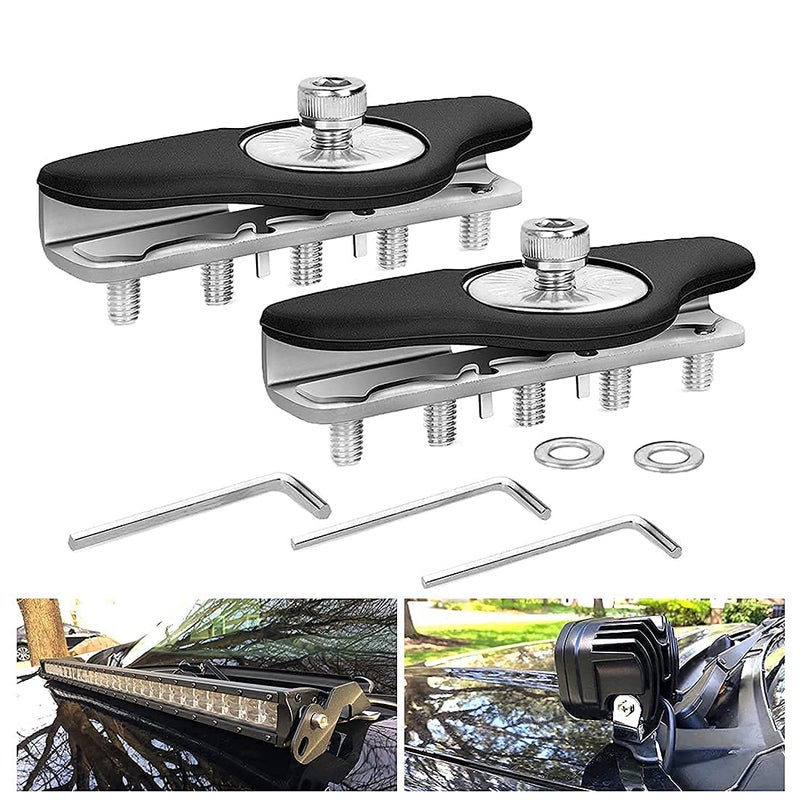 Chelhead Led Light Bar Mounting Brackets, 2PCS Stainless Steel Universal Pillar Hood led Work Light bar Mount Brackets Clamp Holder for Jeep Truck SUV Truck Sedan Hatchback Wagon Without Drilling