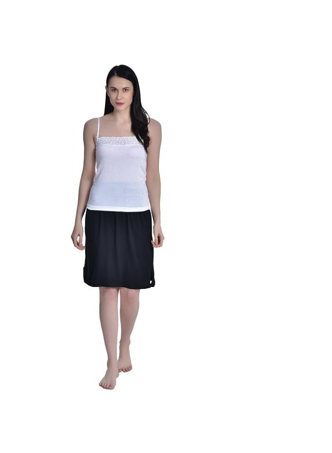 Aimly Women's Cotton Knee Length Skirt - White & Black (Pack of 2) - Image 2