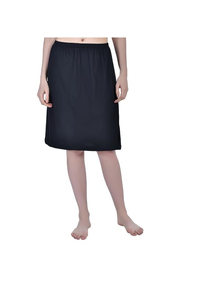 Aimly Women's Cotton Knee Length Skirt - White & Black (Pack of 2) - Image 4