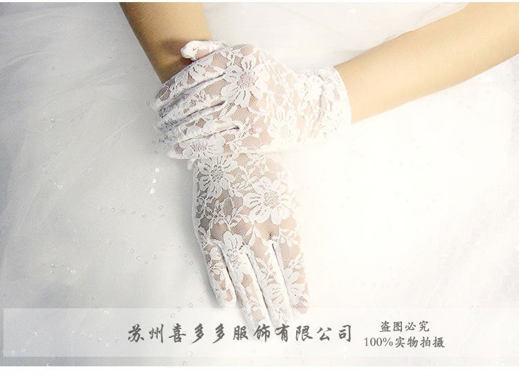 Lace Gloves Bridal Sun Protection Summer Wedding Red  - Image 4
