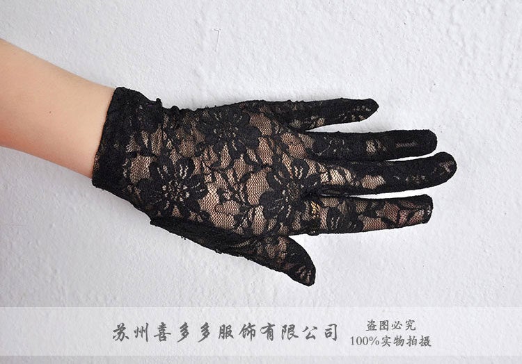 Lace Gloves Bridal Sun Protection Summer Wedding Red  - Image 2