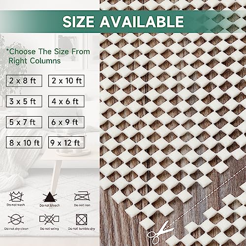 BALEINE Non Slip Rug Pad Rug Gripper for Hardwood Floors, Extra Thick Non Slip Mat Under Carpet (8'x10') - Image 4