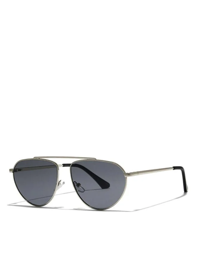 Blackout ERGO Unisex Silver Sunglasses - Frame Material: Metal- Frame Color: Silver-Lens Color: Black  - Full Rim