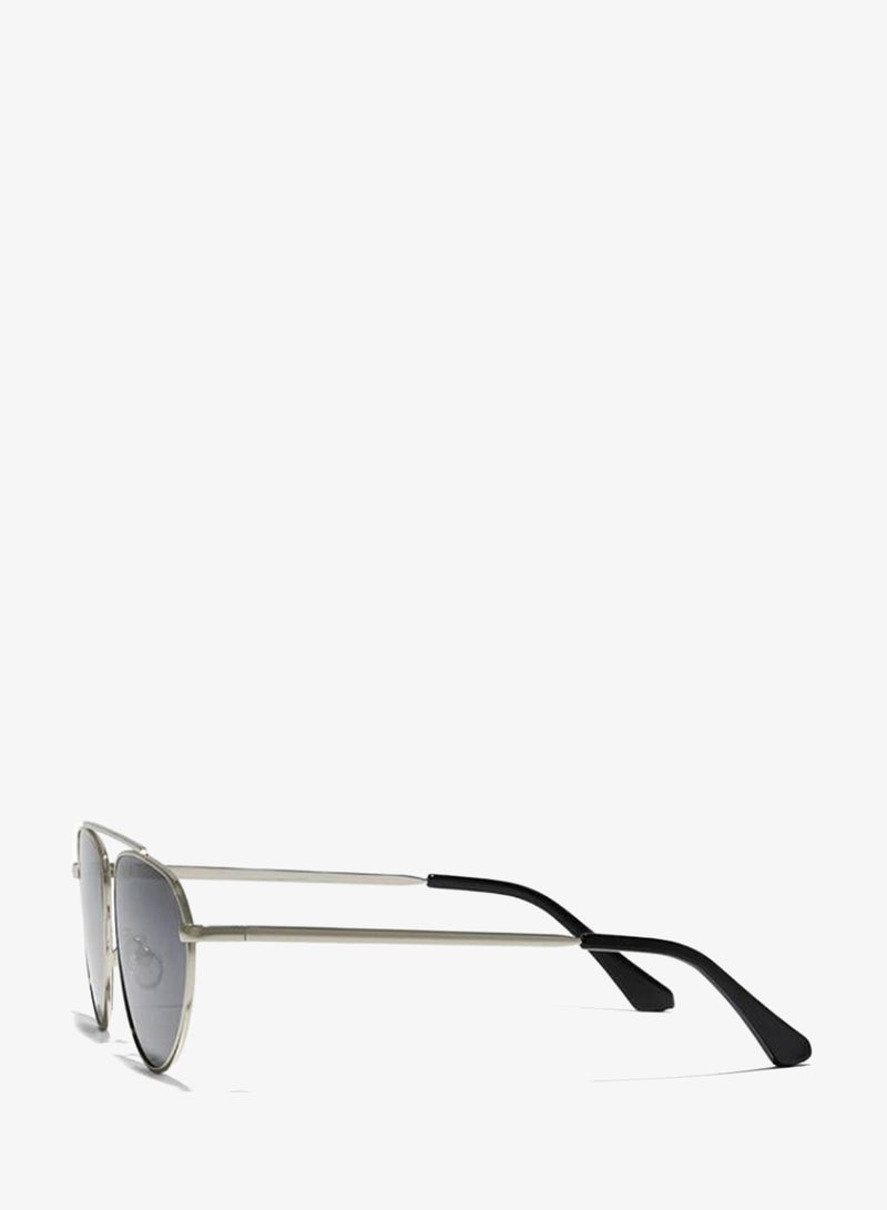 Blackout ERGO Unisex Silver Sunglasses - Frame Material: Metal- Frame Color: Silver-Lens Color: Black  - Full Rim - Image 3