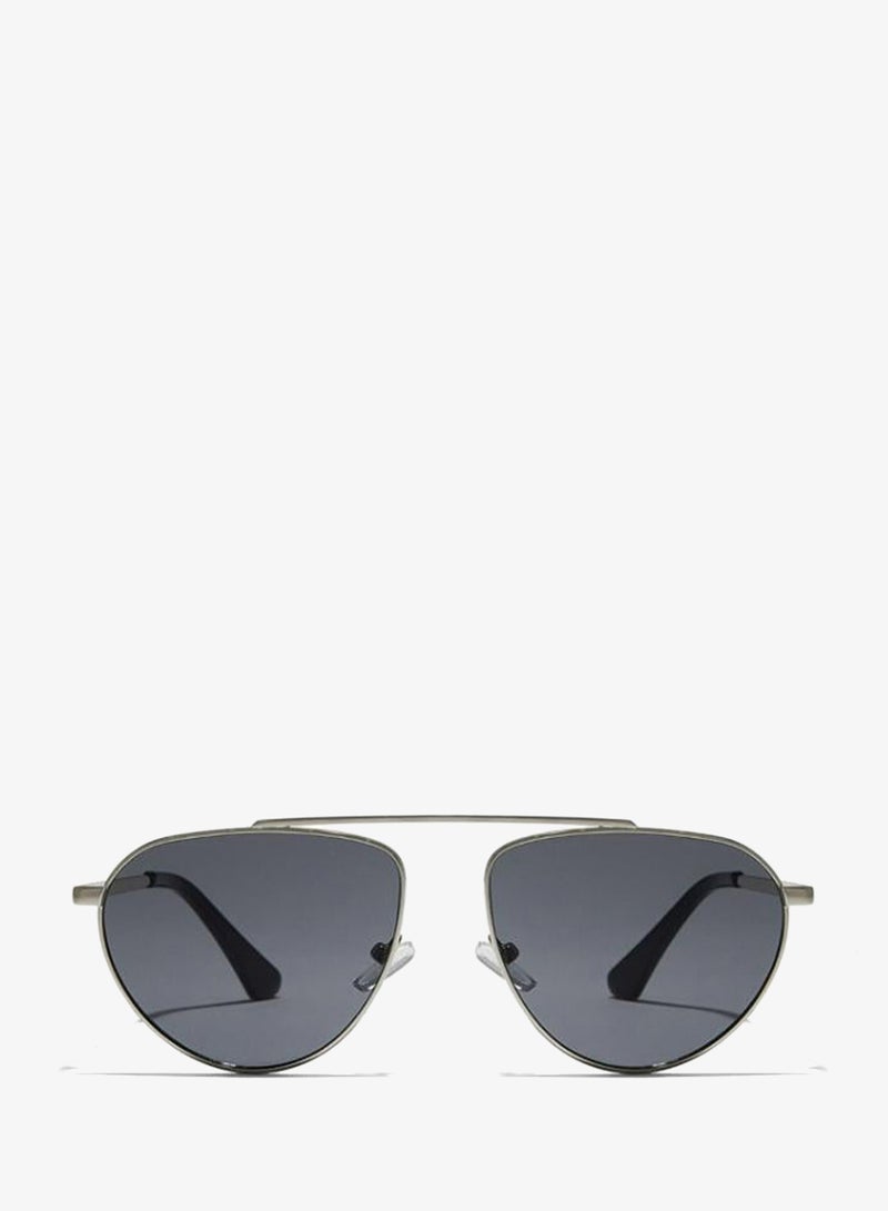 Blackout ERGO Unisex Silver Sunglasses - Frame Material: Metal- Frame Color: Silver-Lens Color: Black  - Full Rim - Image 1