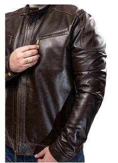 Generic Elegant natural leather jacket, excellent closure, high-quality material, brown color JA10  - Image 3