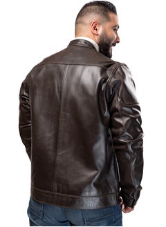 Generic Elegant natural leather jacket, excellent closure, high-quality material, brown color JA10  - Image 2