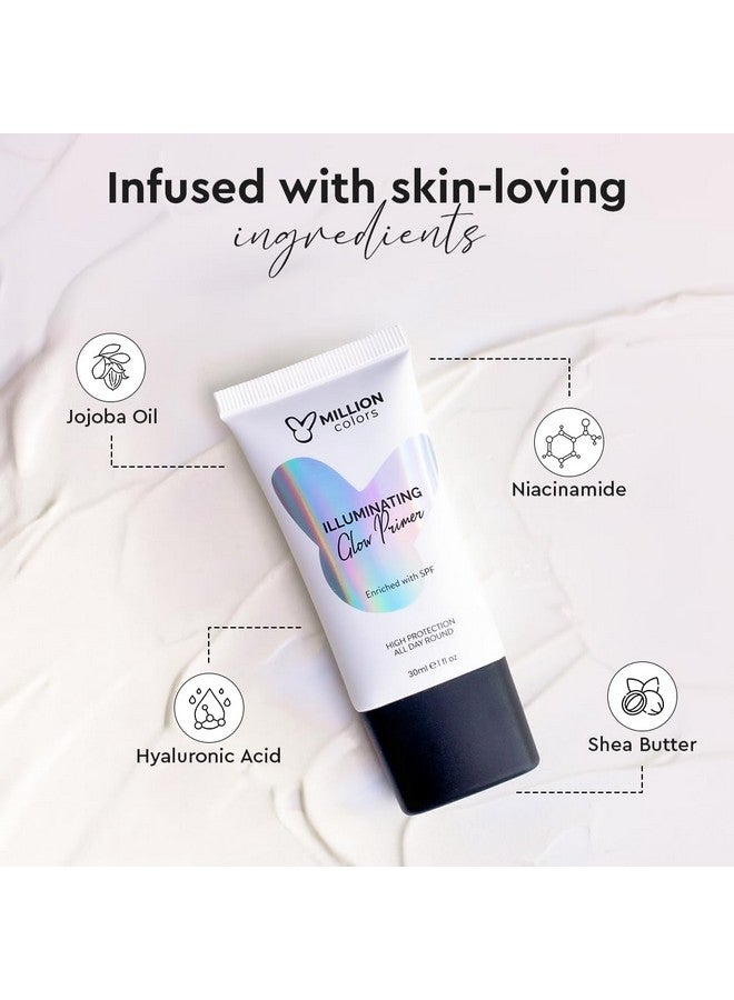 Million Colors Illuminating Glow Primer 30ml | Strobe Cream + Primer + Face Highlighter | Hydrating Makeup Base with SPF | Niacinamide, Hyluronic Acid, Jojoba Oil & Shea Butter for Radiant Skin - Image 3