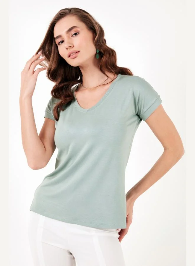 Lela Lela V-Neck Relaxed Fit Blouse with Slit, Women's Blouse 5862000