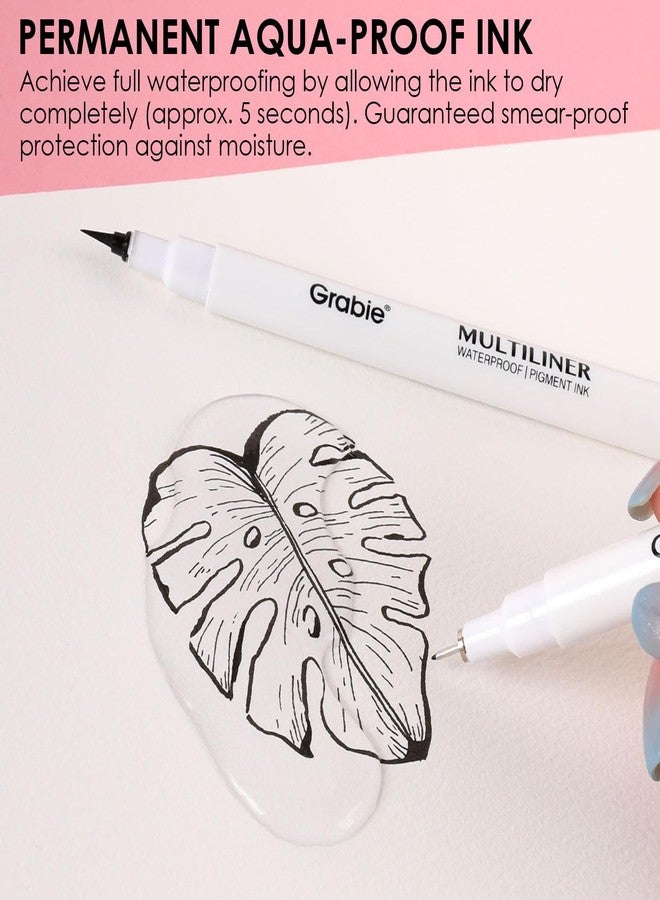 Grabie Black Ink Waterproof Multiliner Drawing Pen Set of 6, Professional Smudge-proof Archival Fineliners, Precision Micro-Line Pens for Artists, Sketching, Illustration, 6 Assorted Nib Sizes - Image 4