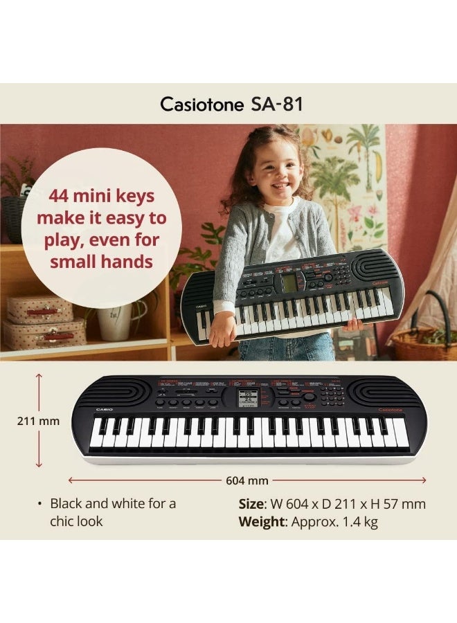 Casiotone Mini Keyboard SA-81 with Piano tones, Black (44 Keys) - Image 5