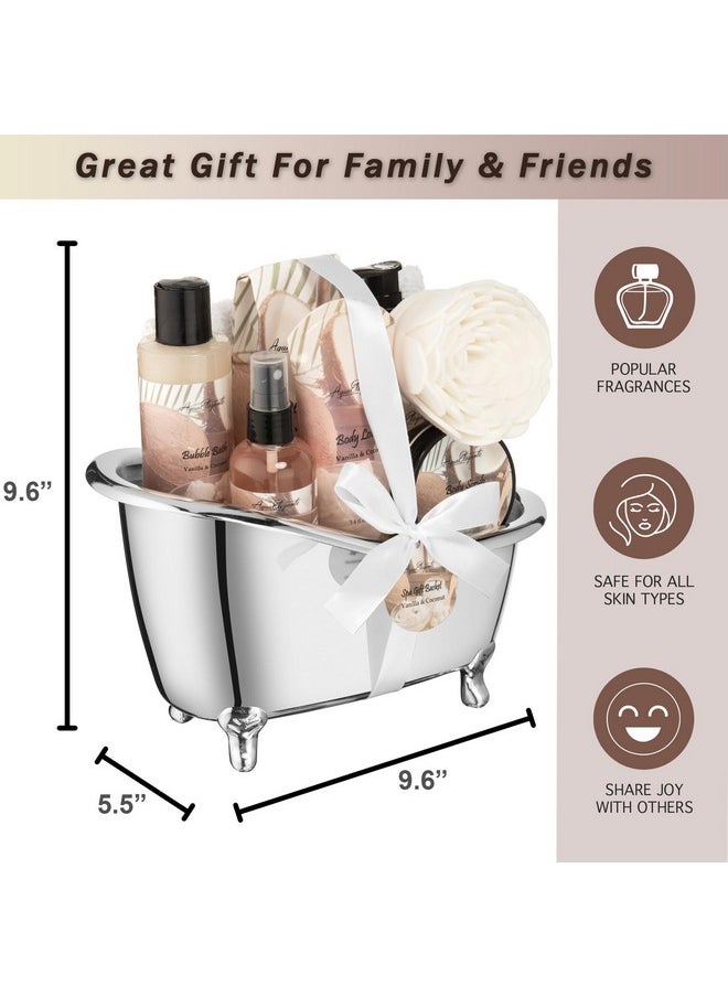 Aqua Elegante - Spa Gift Baskets For Womenluxury Bath Set With Coconut & Vanillaspa Kit Includes Body Wash Bubble Bath Lotion Bath Salts Body Scrub Body Spray Shower Puff And Towel - Image 1