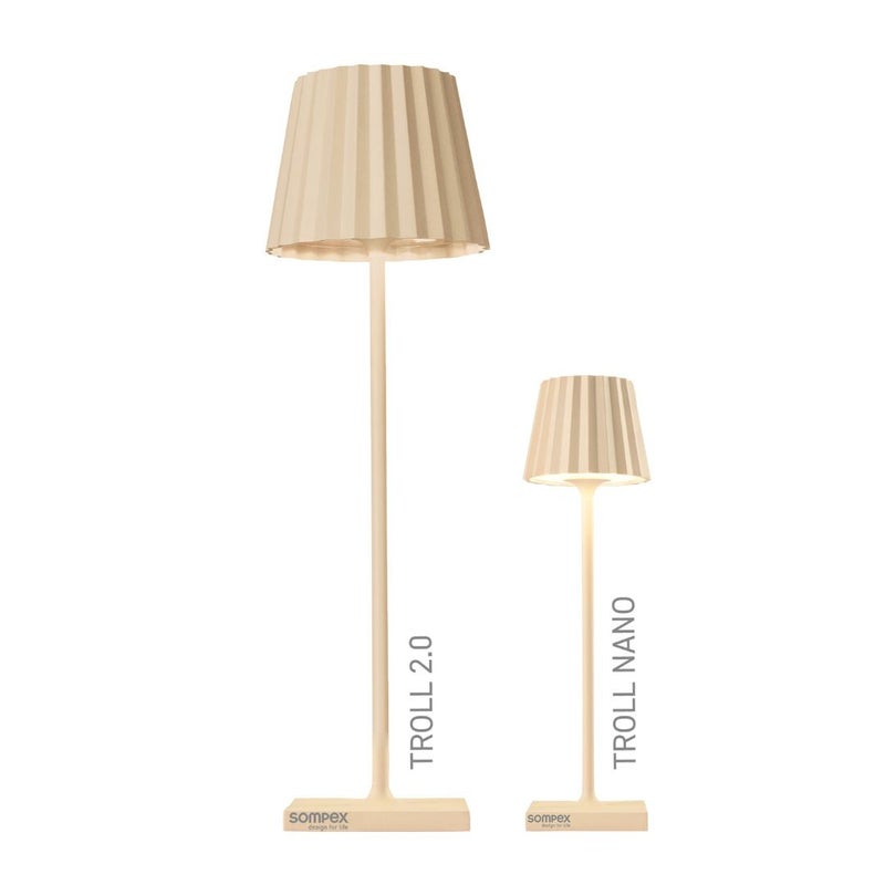 Sompex Troll Nano Table Lamp (Matte finish) | Indoor & Outdoor | 2 light colours | Stepless touch dimmer | 1.6W LED Battery Operated | Aluminium | 54 (splash and dust proof) 10 x 21 cm - Sand - Image 3