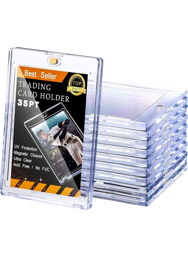 10 Pieces Magnetic Card Holder, 35Pt Magnetic Card Holders, Baseball Card Protector, Acrylic Card Holder Clear Display Card Protector for Football Sports Game Card Storage Display, Standard Cards