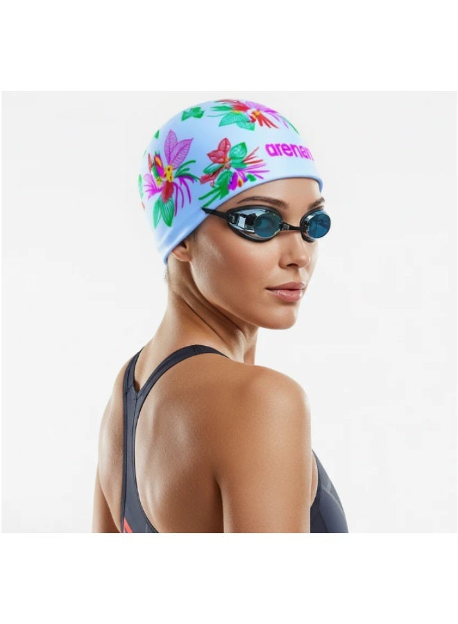 أرينا بونيه سباحة Arena سيليكون حريمي بتصميم زهور لون لبني - Image 1