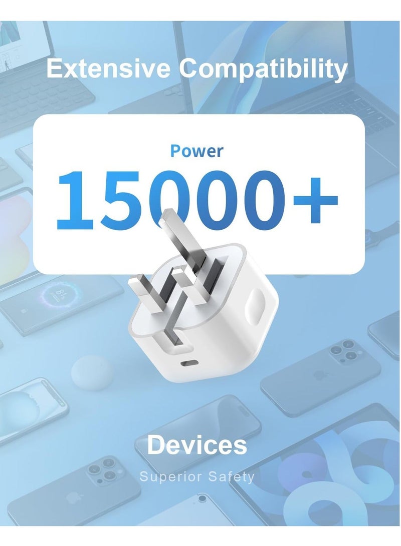 MUNTAQI 2-Pack USB Type-C Fast Charger for iPhone 15 and Samsung Galaxy – 20W UK Wall PD Adapter with USB-C to C Cable - Image 5