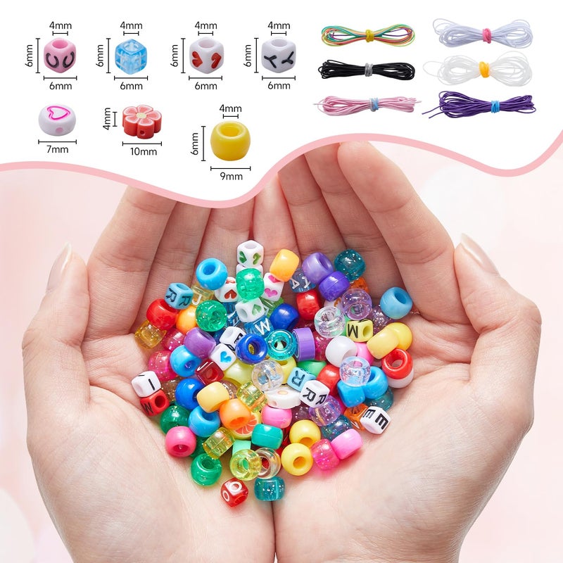 INSCRAFT 1200PCS Bracelet Making Kit, 24 Colors Pony Rainbow Kandi Beads, Friendship Bracelet Kit with Elastic Strings for Jewelry Making, Craft Gifts for Girls Adults - Image 2