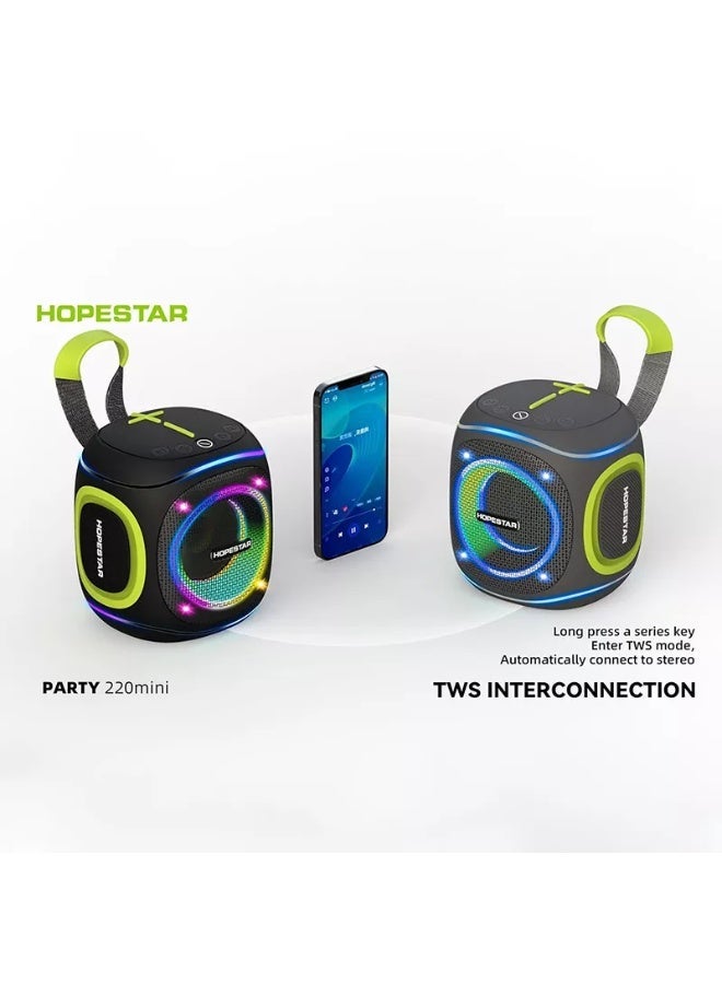 HOPESTAR Party 220mini 10W Portable Bluetooth Speaker 🎶 | Wireless 5.3 | RGB LED Lights Sync with Music | USB, TF Card, AUX, FM Radio | 4-6 Hours Playtime | Compact & Travel-Friendly Outdoor Speaker - Image 5