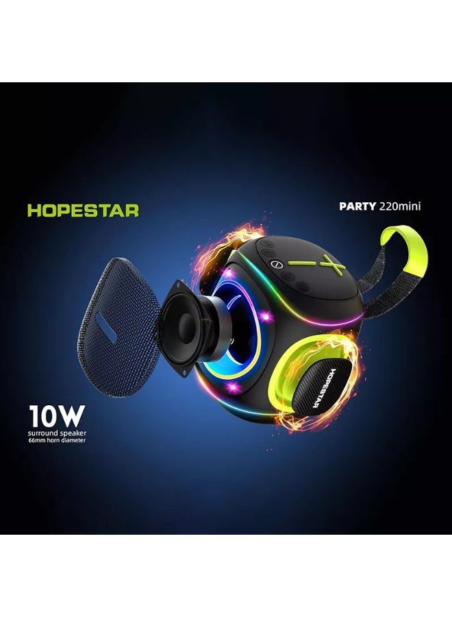 HOPESTAR Party 220mini 10W Portable Bluetooth Speaker 🎶 | Wireless 5.3 | RGB LED Lights Sync with Music | USB, TF Card, AUX, FM Radio | 4-6 Hours Playtime | Compact & Travel-Friendly Outdoor Speaker - Image 4