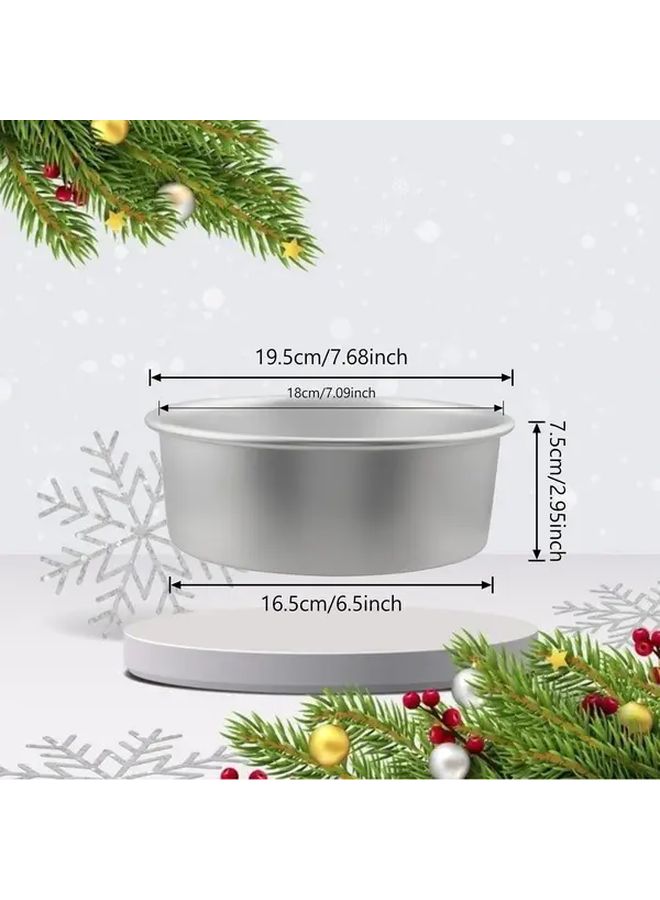 3pcs 7 Inch Round Aluminum Baking Moulds Silvery Easy Clean For Cakes - Image 3