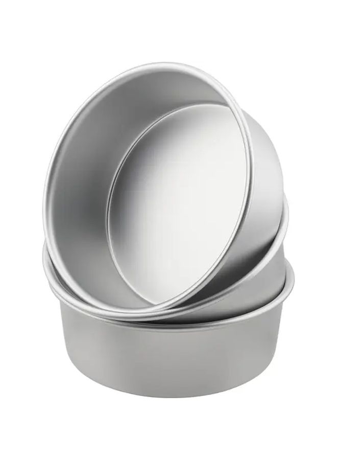 3pcs 7 Inch Round Aluminum Baking Moulds Silvery Easy Clean For Cakes - Image 1
