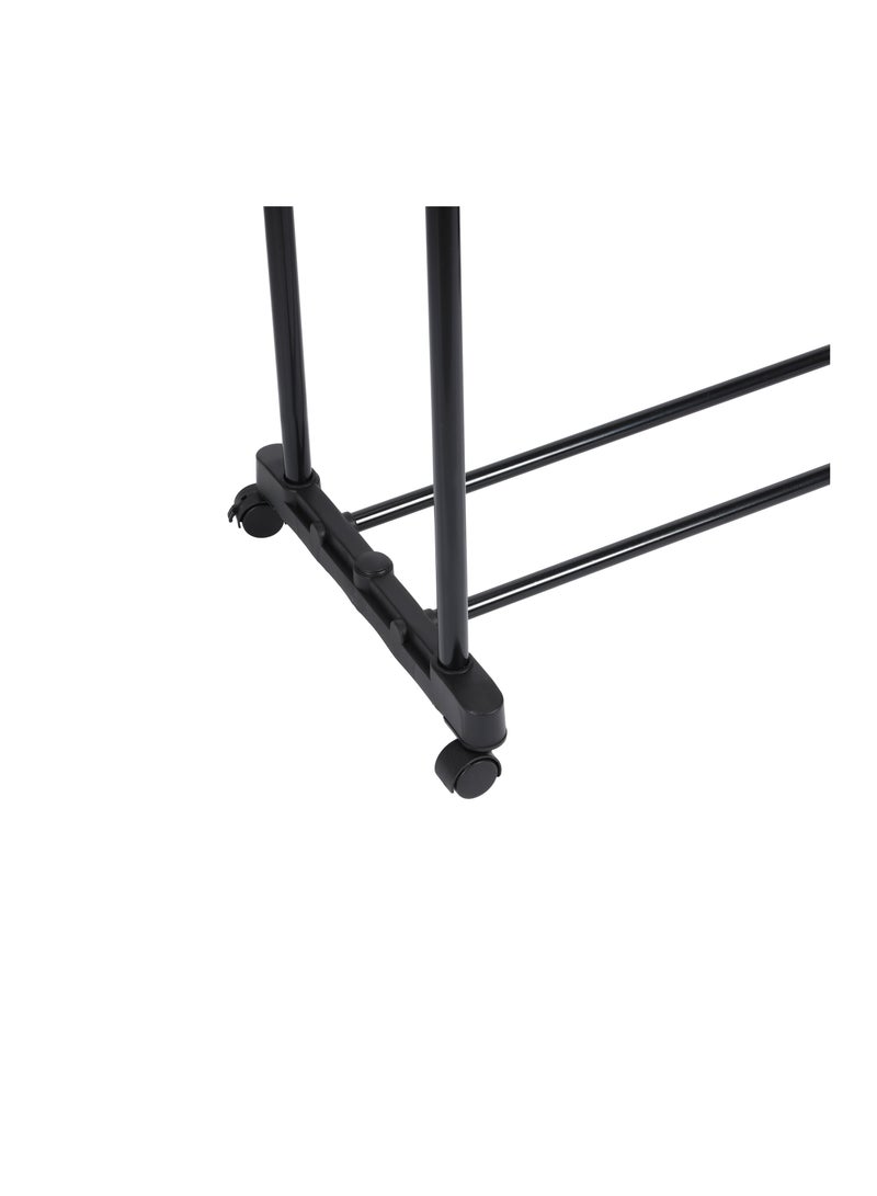 Royalford Garment Rack- RF12433/ Double Rod, Extendable Height Upto 155 cm, Large Storage and Easy to Move with Wheels Black - Image 4