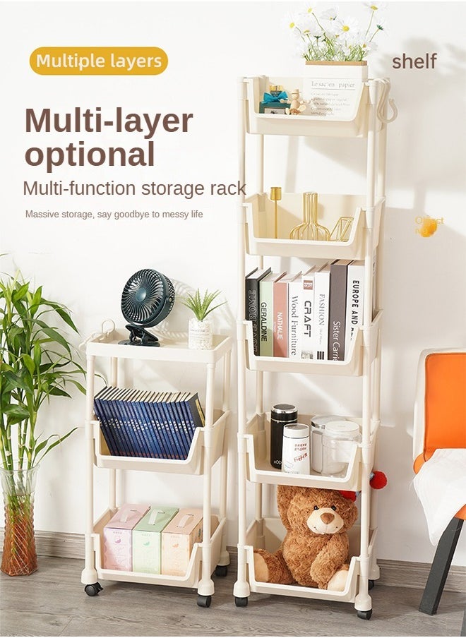 Haidue - 5-Layer Practical Rolling Storage Vehicle    White Lockable Wheel Debris Storage Rack, 30 * 20 * 110cm - Image 1