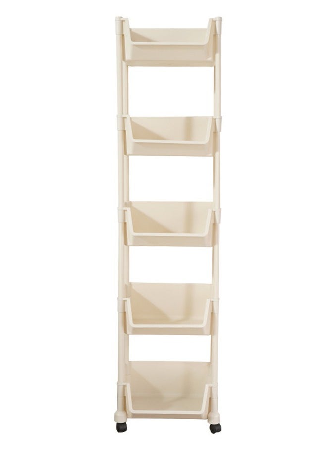 Haidue - 5-Layer Practical Rolling Storage Vehicle    White Lockable Wheel Debris Storage Rack, 30 * 20 * 110cm - Image 1