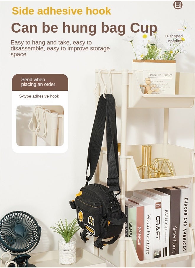 Haidue - 5-Layer Practical Rolling Storage Vehicle    White Lockable Wheel Debris Storage Rack, 30 * 20 * 110cm - Image 1