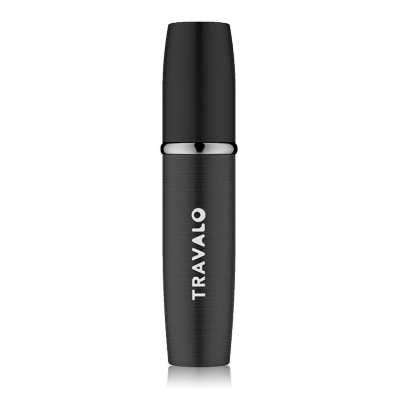 Travalo LUX Perfume Atomizer LeakProof and TSA Approved for Air Travel Reusable Airtight Easy Fill Mini Pump Sprayer Lightweight Portable Brushed Polished Metal Alloy Outer Shell Black