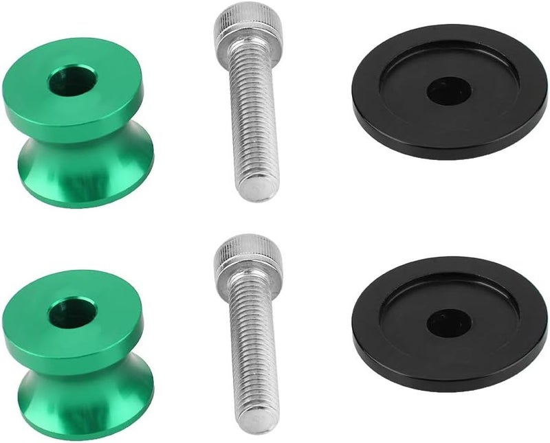 Semme 2pcs 8mm Motorcycle Swing Arm 8mm Motorcycle CNC Rear Stand Spool Sliders Bobbins Silver Fit 2pcs M8 Adjustment Screws for Modifications (Green) - Image 3