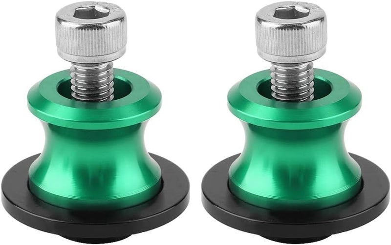 Semme 2pcs 8mm Motorcycle Swing Arm 8mm Motorcycle CNC Rear Stand Spool Sliders Bobbins Silver Fit 2pcs M8 Adjustment Screws for Modifications (Green) - Image 2