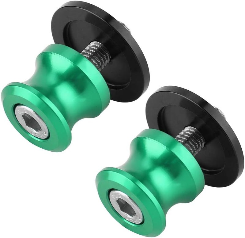 Semme 2pcs 8mm Motorcycle Swing Arm 8mm Motorcycle CNC Rear Stand Spool Sliders Bobbins Silver Fit 2pcs M8 Adjustment Screws for Modifications (Green) - Image 5