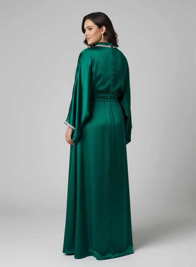 خزانة Plus size Draped Dress With Embellished Neckline